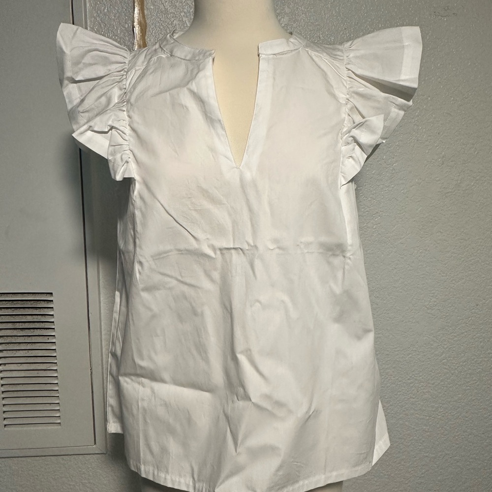 Joe's Jeans White Ruffle Sleeve Blouse